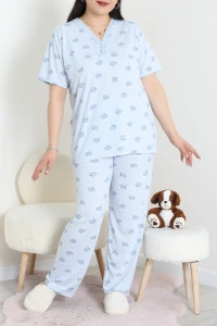 Modal Büyük Beden Pijama Takımı Maviçiçek - 775.1287.