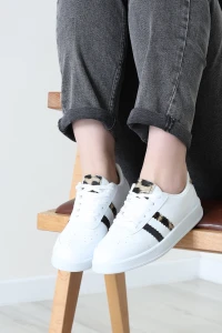 Şeritli Günlük Ayakkabı Beyazleopar - 17114.264.