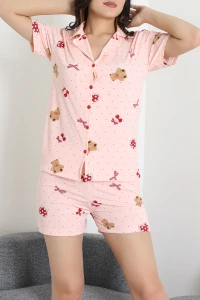 Milan Şortlu Düğmeli Pijama Takımı Pudra - 277.1287.