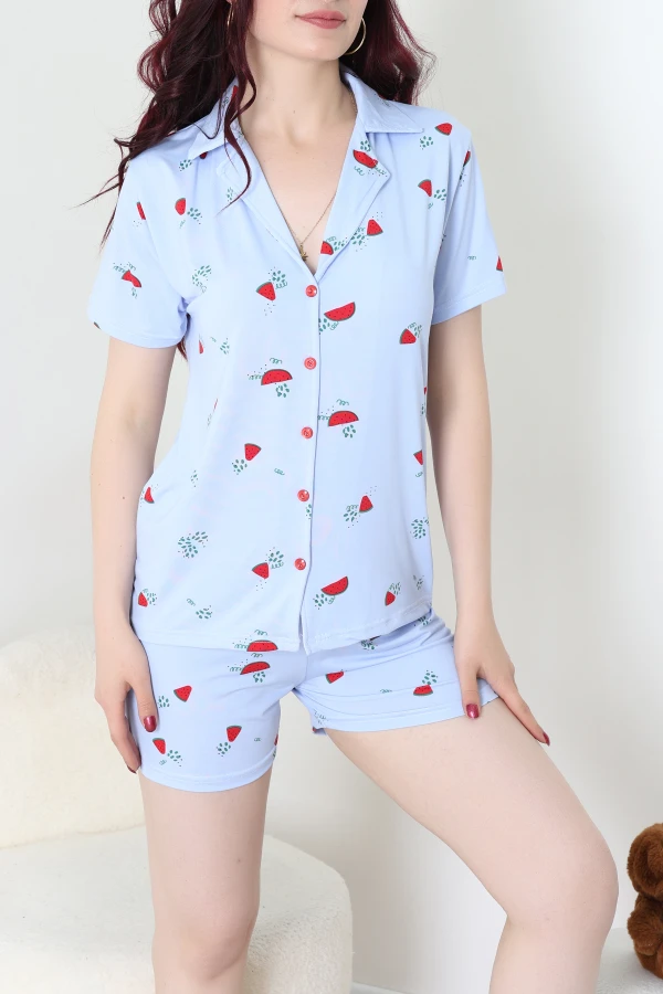 Milan Şortlu Düğmeli Pijama Takımı Mavikarpuz - 277.1287.