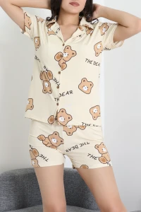Milan Şortlu Düğmeli Pijama Takımı Kahveayı - 277.1287.