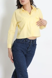 Terikoton Oversize Gömlek Sarı - 3080.2131.