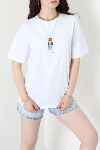 Baskılı Penye Tişört Beyazmint - 41305.0034.