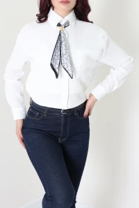 Fularlı Gömlek Beyaz - 4162.1247.