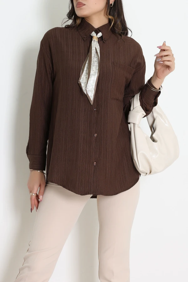 Fularlı Gömlek Kahve - 4162.1247.