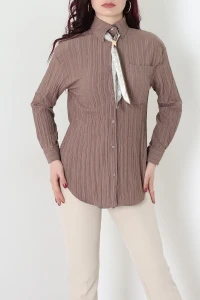 Fularlı Gömlek Vizon - 4162.1247.