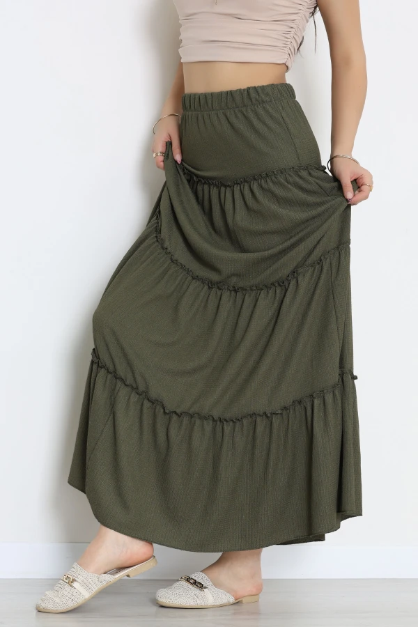 Bürümcük Fırfırlı Uzun Etek Haki - 43947.599.