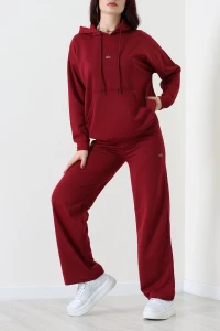 2 İplik Baskılı Eşofman Takımı Bordo - 52119.1878.