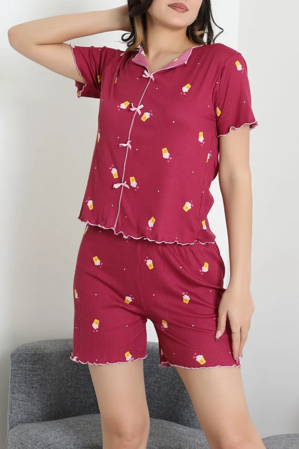 Kaşkorse Pijama Takımı Bordo - 52282.1049.