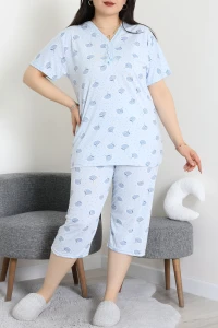 Model Büyük Beden Kapri Pijama Takımı Açıkmavi - 774.1287.