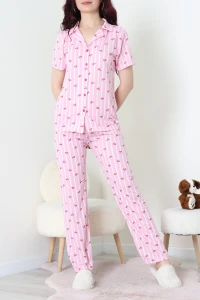 Modal Düğmeli Pijama Takımı Pembekiraz - 789.1287.