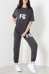 Baskılı Oversize İki İplik Wortex Takım Boyalıantrasit - 80316.1878.