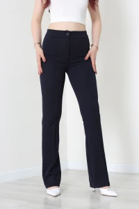 Krep Kumaş Çımalı Pantolon Lacivert - 11111.1566.
