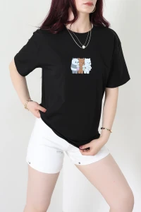 Baskılı Penye Tişört Siyahkahve - 41305.0034.