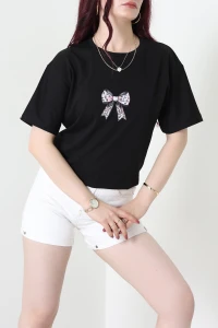 Baskılı Penye Tişört Siyahkurdele - 41305.0034.