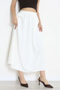 Dabıl Kumaş Cepli Etek Ekru - 43952.1884.