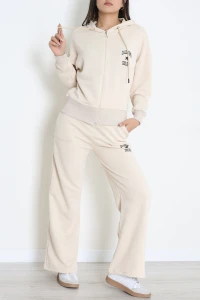 3 İplik Şardonsuz Eşofman Takım Krem - 52094.1878.