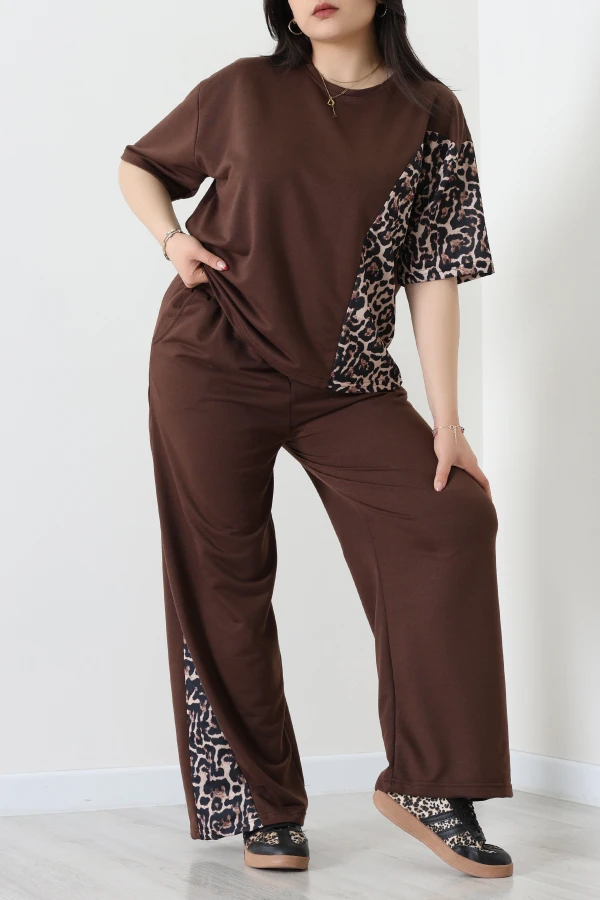 2 İplik Büyük Beden Eşofman Takımı Kahve - 52268.1005.