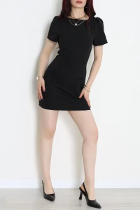 Prenses Kol Lamine Dabıl Mini Elbise  Siyah - 71233.1397.