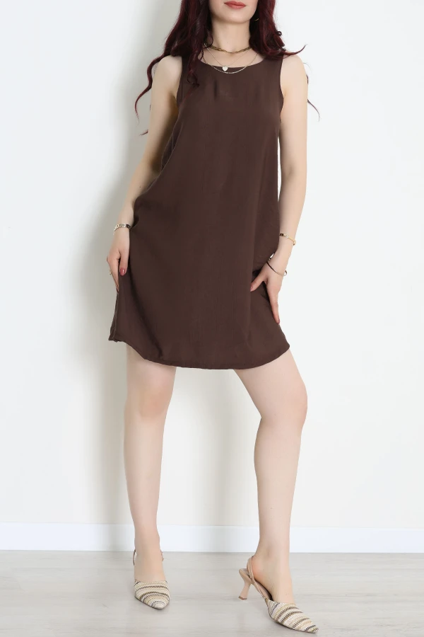 Soft Touch Dokuma Modal Kumaş Elbise Kahve - 80912.1837.