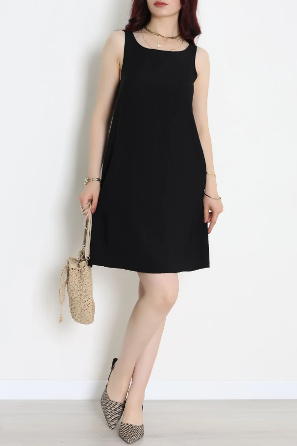 Soft Touch Dokuma Modal Kumaş Elbise Siyah - 80912.1837.