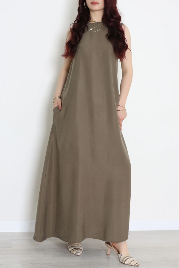 Kolsuz Salaş Modal Elbise Haki - 80913.1837.