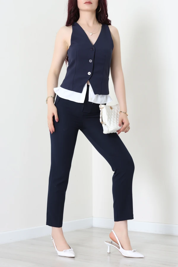 Poliviskon Gömlek Detay Yelek Lacivert - 8212.1437.