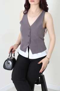 Poliviskon Gömlek Detay Yelek Antrasit - 8212.1437.