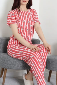 Bisiklet Yaka Salaş Alt Üst Aynı Takım Kırmızıçizgili - 194.1287.