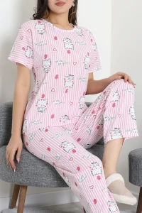 Bisiklet Yaka Salaş Alt Üst Aynı Takım Pembeçizgili - 194.1287.