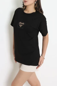 Baskılı Penye Tişört Siyahleo - 41305.0034.