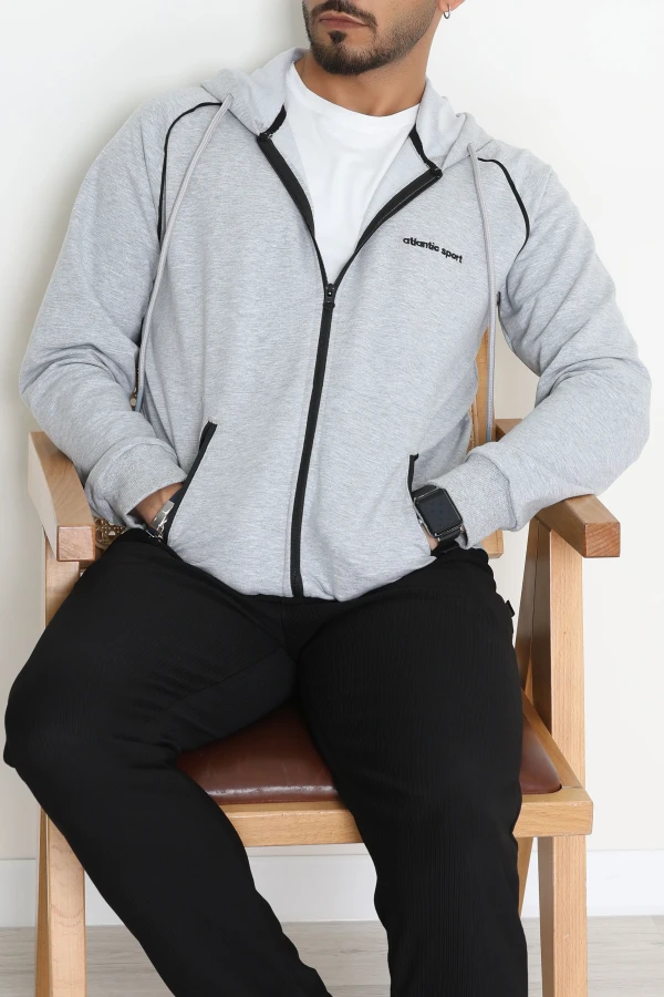 2 İplik Kompak Kapşonlu Erkek Sweat Gri - 70923.1937.