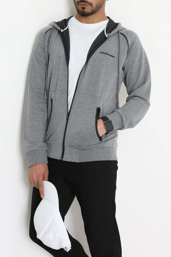 2 İplik Kompak Kapşonlu Erkek Sweat Antrasit - 70923.1937.