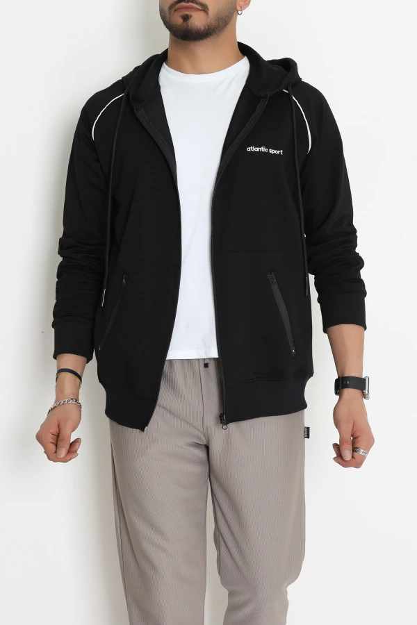 2 İplik Kompak Kapşonlu Erkek Sweat Siyah - 70923.1937.