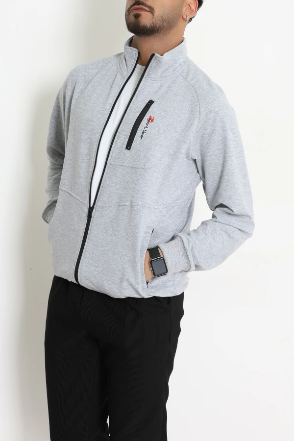 2 İplik Kompak Erkek Fermuarlı Sweat Gri - 70924.1937.