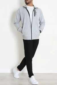 2 İplik Kompak Erkek Fermuarlı Sweat Gri - 70924.1937.