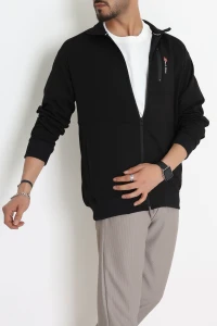 2 İplik Kompak Erkek Fermuarlı Sweat Siyah - 70924.1937.