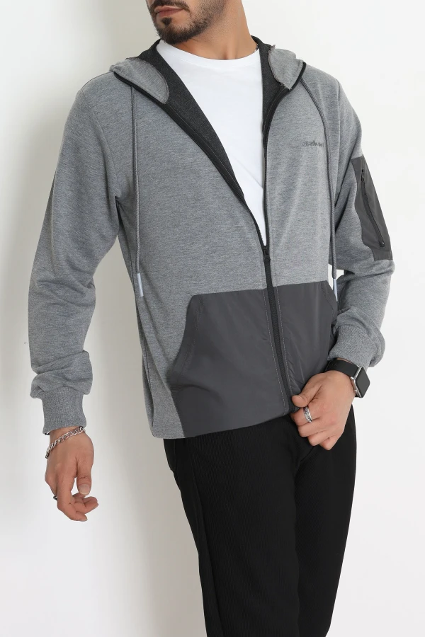 2 İplik Kompak Kapşonlu Erkek Sweat Antrasit - 70926.1937.