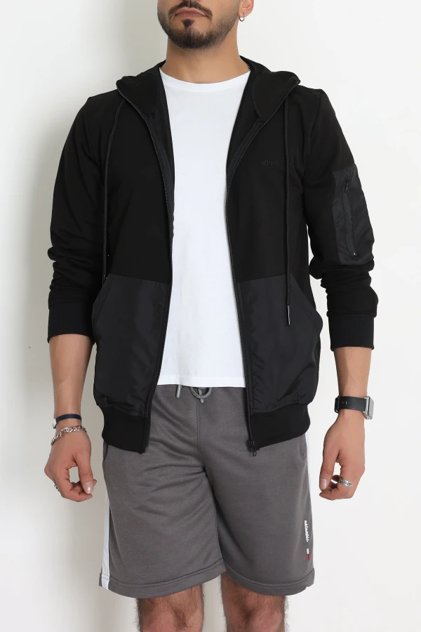 2 İplik Kompak Kapşonlu Erkek Sweat Siyah - 70926.1937.