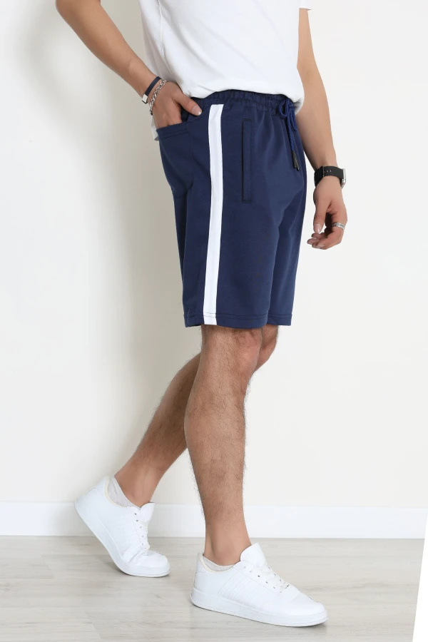 Worteks Şeritli Fleto Cep Erkek Şort Lacivert - 70929.1937.