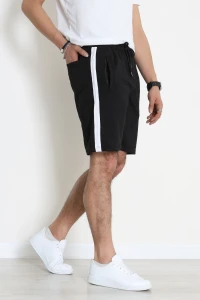 Worteks Şeritli Fleto Cep Erkek Şort Siyah - 70929.1937.