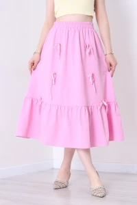 Terikoton Fiyonk Detay Etek Pembe - 8086.1437.