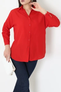 Terikoton Oversize Gömlek Kırmızı - 30840.1949.