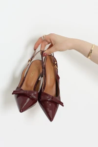 8Cm Fiyonk Detaylı Sivri Burun Topuklu Ayakkabı Bordo - 31951.264.
