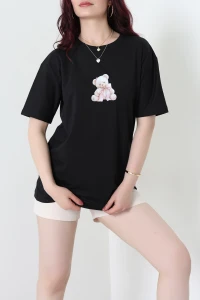 Baskılı Penye Tişört Siyahpembe - 41305.0034.