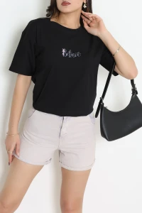 Baskılı Penye Tişört Siyahdesenli - 41305.0034.