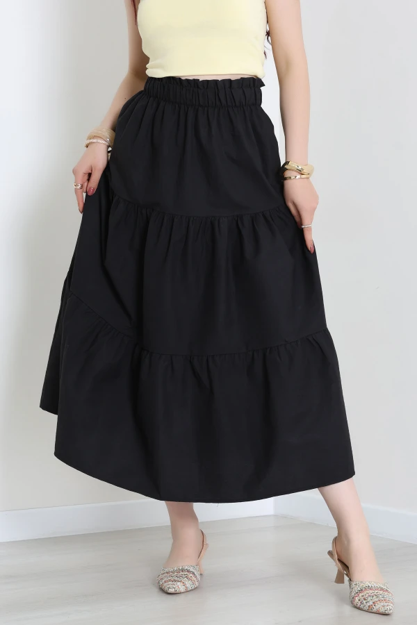 Pamuklu Dokuma Çingene Etek Siyah - 51058.1837.