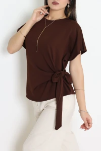 Modal Bağlamalı Bluz Acıkahve - 71160.1388.