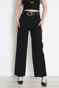 Dabıl Kumaş Kalın Kemerli Palazzo Pantolon Siyah - 71205.1920.