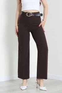 Dabıl Kumaş Kalın Kemerli Palazzo Pantolon Acıkahve - 71205.1920.